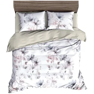 Traumschlaf Porto Floral Mako-Satin Weiß 135 x 200 cm + 80 x 80 cm