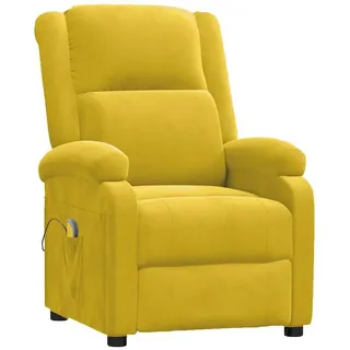 vidaXL Massagesessel Gelb Samt 93 x 98 x 93 cm Gelb mit verstellbarer Rückenlehne und Massagefunktion