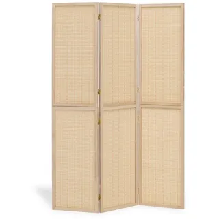 Homestyle4u Paravent Raumteiler Holz Trennwand Natur Sichtschutz Indoor faltbar Bambus (3-teilig), Trennwand, modern beige|braun
