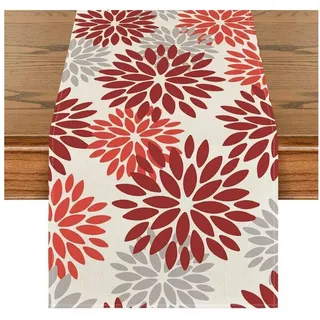 LuxusKollektion Tischläufer Tischläufer Dahlien Rot Blumen Herbst Weihnachten 40 x 180 cm Rot bunt|rot 40 cm x 180 cm