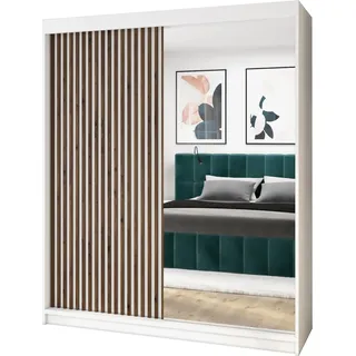 A&J MöbelLand Schwebetürenschrank MIT 160 x 215 x 59,5 cm Weiß