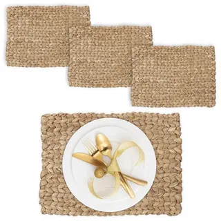 relaxdays Platzset Eckige Tischsets 4er Set braun