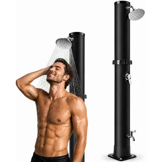 Bsteciar Solardusche für Garten, Solar Gartendusche Aussendusche mit Verstellbarem Regenduschkopf und Wasserhahn, Pooldusche mit Temperatur und Druckregelung für Garten Schwimmen Pool (35L)