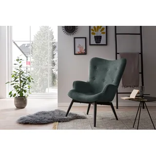 Loungesessel SALESFEVER Sessel Gr. Strukturstoff, Grün-Strukturstoff, B/H/T: 80 cm x 92 cm x 99 cm, grün Lounge-Sessel Lounge-Gartenmöbel Sessel Zierknöpfe in Sitz und Rücken