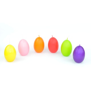 Meissner-Handel Auswahl * 6 Stück Eierkerzen Dekoeier Kerze Osterei Osterdeko * farbig Sortiert * 4,5 x 6,5 cm * Auswahl Menge