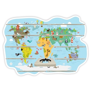 Farbklecks Collection ® Wandregal Regal für Musikbox - Weltkarte Kinder bunt