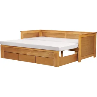 Beliani Bett mit Schubladen Holz 90 x 200 cm Braun