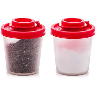 wojonifuiliy Salz- und Pfeffer Streuer Set mit Deckel, Mini Salzstreuer,Streuer Klein/Feuchtigkeitsbeständiger,Transparente,Kunststoff/für Reisen, Camping,Unterwegs (2 PCS)