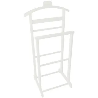 Herrendiener, Creme, Holz, Bambus, massiv, 48x97x36 cm, standfeste Füße, Hosenhalter, Jackenhalter, Garderobe, Garderobenständer