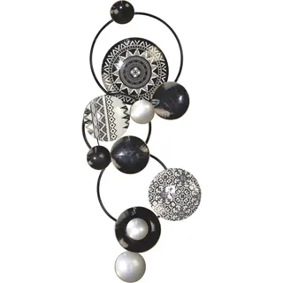 Wanddekoobjekt "Wanddekoration", schwarz, B:91cm H:37cm T:6cm, Metall, HOFMANN LIVING AND MORE, Wanddekoobjekte, Große Wanddeko Kreise in schwarz silber