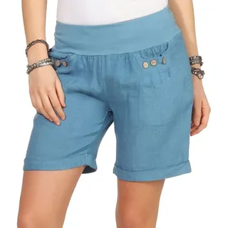 Mississhop Leinenhose Damen Shorts Leinenshorts Bermuda 100 % Leinen kurze Hose 293 blau XL (entspr. 38)