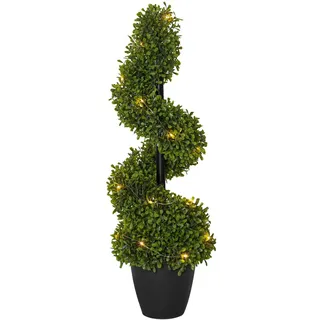 LED-Buchsbaum "Buxbom" im Topf, Spirale, 20 warmweiße LEDs, Batterie, Timer, Out
