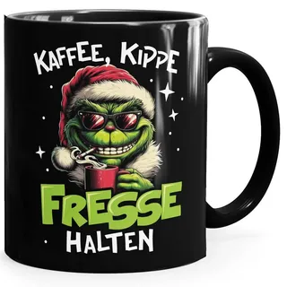 MoonWorks Tasse Tasse Weihnachten fallt aus Grinch Geschenkidee Weihnachtsmuffel, Keramik schwarz