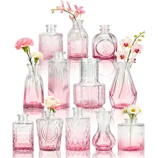 BTSD-home 12 Stück Rosa Kleine Vasen für Party und Wohnzimmerdeko