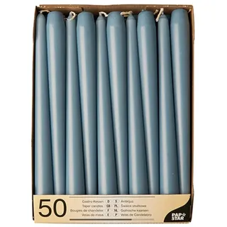Papstar 88342 Wachskerze Rund Blau 50 Leuchterkerzen Ø 2,2 cm 25 cm arktikblau
