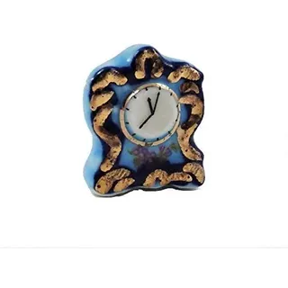 Melody Jane Puppenhaus Blau Gold Kaminuhr Keramik 1:12 Maßstab Zubehör