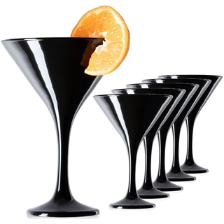 PLATINUX Cocktailglas Schwarze Martini Gläser, Glas, 150ml Set 6-Teilig Cocktailgläser Bargläser Martini Glas Cocktailspitz schwarz