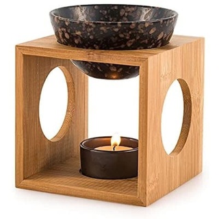 pajoma Duftlampe Fire aus Bambus/Keramik, L 12 x B 12 x H 12,5 cm