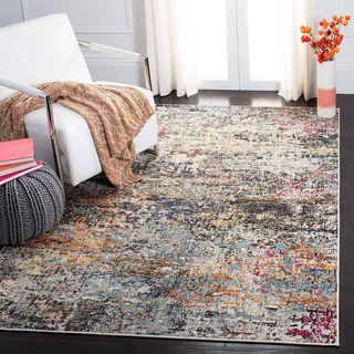 SAFAVIEH Zeitgenössische Teppich für Wohnzimmer, Esszimmer, Schlafzimmer - Madison Collection, Kurzer Flor, Schwarz und Gold, 91 X 152 cm