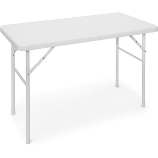 Relaxdays Gartentisch klappbar BASTIAN, rechteckig H x B x T: 74 x 121,5 x 61,5 cm, Metall, Kunststoff, Rattan-Optik, weiß