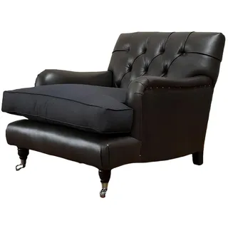 Xlmoebel Chesterfield-Sessel Lounge Club Leder-Sessel in elegantem Design für maximalen Komfort (Sessel (1 Sitzer), Hergestellt in Europa schwarz