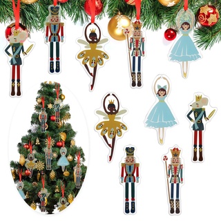 20 Stück Weihnachten Nussknacker Dekoration Set Holz Nussknacker Ornamente für Baum Mini Mädchen Prinzessin Ballett Maus König Soldat Figuren für Xmas Tree Outdoor Party (Lebendiger Stil, Acryl)