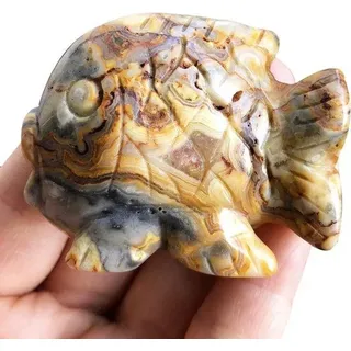 Famanu Fischfigur - Kristall Skulptur - Handgeschnitzener Stein - 5 cm - Multicolor