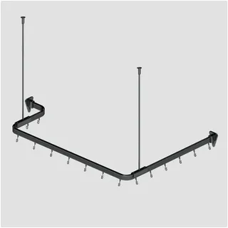 Euroshowers GmbH Duschvorhangstange Flexibel Schwarz 300 cm, 1-läufig, Wand, Decke, Schrauben, Aluminium, Kann von Hand gebogen werden schwarz
