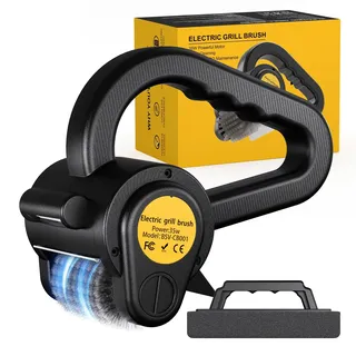 MQHUAYU Elektrische Grillbürste Reinigungsbürste mit LED-Licht | 400RPM BBQ Grillreiniger,starker 30W-Antrieb, Grill Reinigungsbürste,120 Min Laufzeit, Kabellos, für BBQ, Gussrost, Grillroste