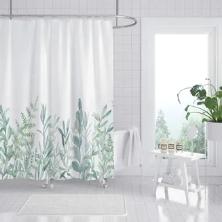 Omgoods – Duschvorhang mit grünem Pflanzenmuster, 200 x 220 cm - Grün