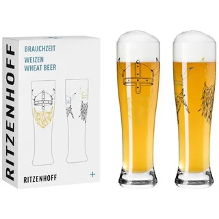 Ritzenhoff Bierglas 2er Set Brauchzeit 017, 018, Glas rot|schwarz|weiß