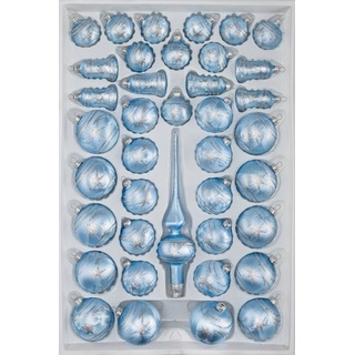 Navidacio Weihnachtsbaumkugel 39 tlg. Glas-Weihnachtskugeln Set in Ice Blau Silber Komet