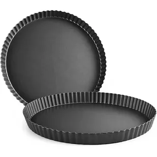 MGE - Quicheform 22 cm mit Hebeboden - Runde Tarteform aus Karbonstahl mit Antihaftbeschichtung - für Quiche, Tarte, Obstkuchen, Flan und Desserts