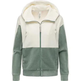 Sweatjacke RAGWEAR "Colbien Cordy", Damen, Gr. L (40), grün (graugrün), Cord, Material: 76% Baumwolle, 20% Polyester, 4% Elasthan, oversize hüftbedeckend, hoch geschlossener Ausschnitt, Raglanärmel,weit normaler Saum, Sweatjacken Sweatjacke, Gemütliche Damen Cordjacke aus kuschelig angerautem Kord