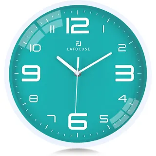 DIXTIME Abstrakt blau mint türkis Designer Wanduhr modernes Wanduhren Design leise kein ticken 3D-0228