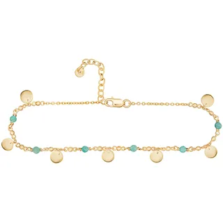 Cai Fußkette 925 Silber vergoldet Fußkettchen Damen Plättchen Amazonit NEU cai
