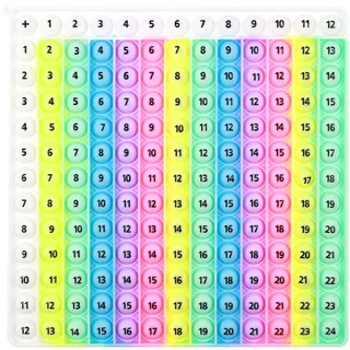 Pop It 2in1 Multiplikationsbrett & Additionsbrett | Pop It Fidget Toy Lernspielzeug für Kinder | 12×12 Einmaleins & 12+12 Rechentabelle | Rainbow Push Bubble Plopper Spielzeug Anti Stress Sensory Toy