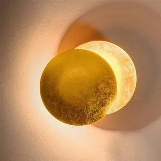 Messingfarbene, Warmweiße 7-w-wand- Und Nachttischlampe Aus Messing, 20 Cm, Mondlampe, Sonnenfinsternis-lampe, Flur- Und Treppenhauslampe