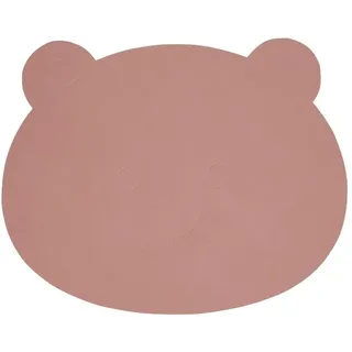 LindDNA Kinder Tischset Bär aus Recyceltem Leder in der Farbe Rosa, Maße: 38cm x 30cm, 9807
