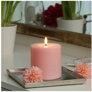 Deluxe Homeart LED-Kerze Mia Deluxe Echtwachs flackernd Wachsspiegel H: 10cm D: 10cm rosa rosa