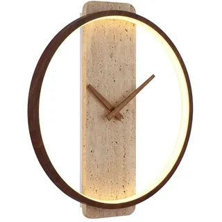 Wanduhr Wandleuchte Wohnzimmerlampe Warmweiß Weiß Marmor LED Steinoptik H 35 cm
