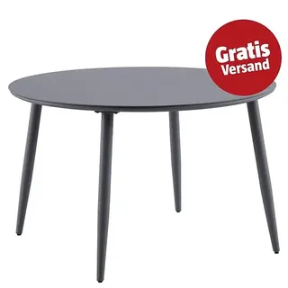 Sunfun Solo Gartentisch rund  (Ø x H: 120 x 74 cm, Aluminium, Sintered Stone, Night-Grey)