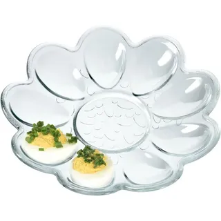Eierteller aus Glas, 21,5 cm, praktischer Teller für Eier, 9 Eier - Kadax