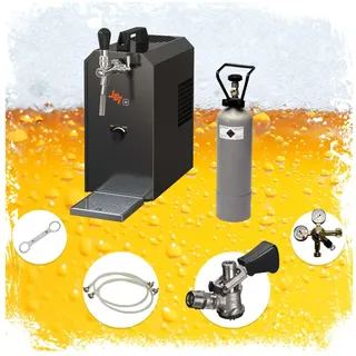 ich-zapfe.de ich-zapfe Komplett Set - Zapfanlage, Bierzapfanlage Jet 30 Bierkoffer, Durchlaufkühler 1-leitig Trockenkühler, bis zu 35 Liter/h, Zapfkopf:5 Liter Adapter