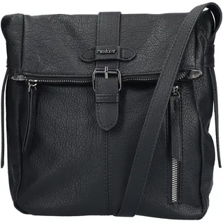 Umhängetasche RIEKER, Damen, Gr. B/H/T: 21cm x 34cm x 10cm, schwarz, Lederimitat, unifarben, Taschen Umhängetasche, Damen-Handtasche, Schultertasche, Überschlag mit Schnallenverschluss