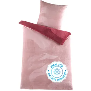 Kuscheli Winter Plüsch Sterne Wendebettwäsche Nicky-Teddy Cashmere Touch 135-155 - 200x200 Coral Fleece