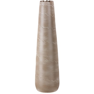 GILDE Keramik Vase Wave XXL - Dekovase wasserdicht Höhe 70 cm beige Creme - Dekoration Wohnzimmer - europäische Herstellung