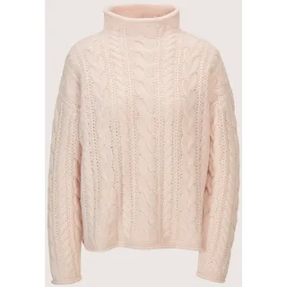 Longpullover MADELEINE "Strickpullover Stilvoller Grobstrickpullover mit Zopfmuster", Damen, Gr. 40/42, rosa (puderrosé), Obermaterial: 90% Schurwolle WV. 10% Kaschmir WS., Modern, Pullover Longpullover, Mit Zopfmuster