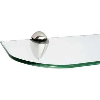 ib style Wandregal Glasregal 6mm klar 90 x 20 mm + Clip BECCO Edelstahloptik, Glasboden aus ESG-Sicherheitsglas - Wandregal beige