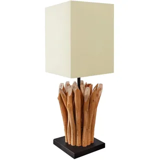 invicta INTERIOR Design Treibholz Tischleuchte EUPHORIA natur mit beigem Schirm Handarbeit Tischlampe Treibholzlampe Lampe